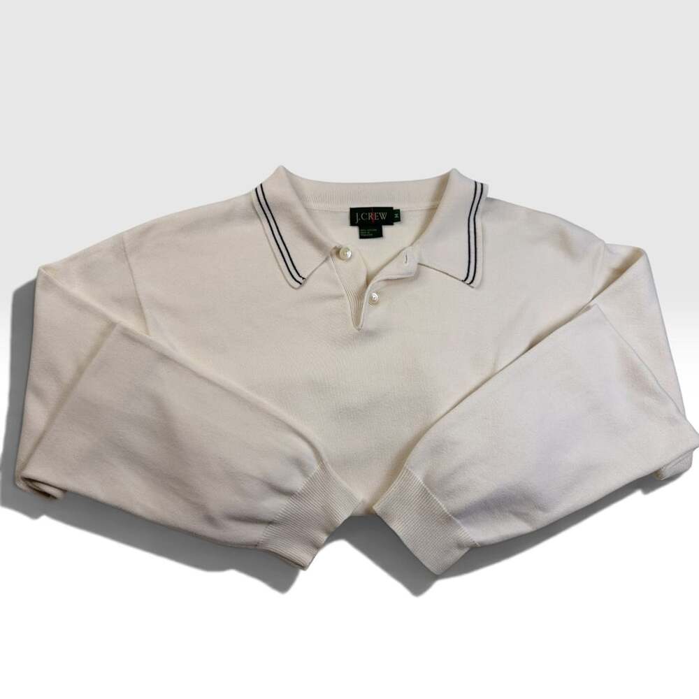 Vintage 90s J Crew Knit Polo Sweater Tipped Collar Men’s M